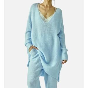 Intimately Free People Cozy Neon Sky Ribbed Oversized Tunic Sweater - Size - M/L